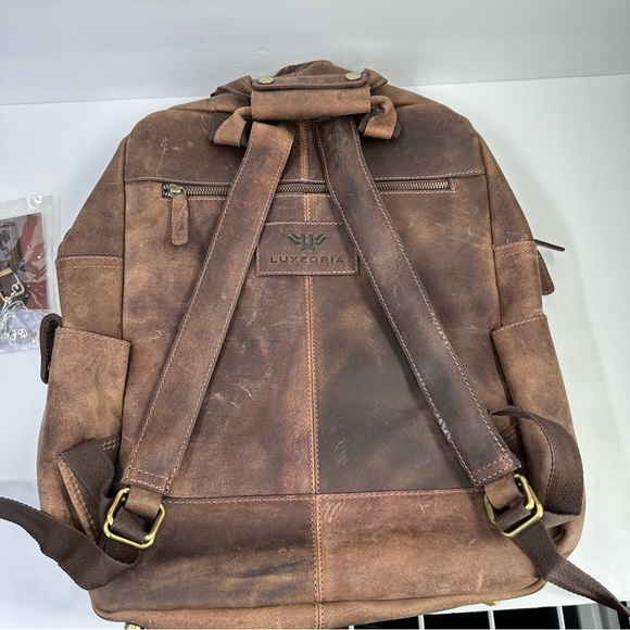 Luxeoria Genuine Leather Travel Backpack Handmade Retro Style NWT - Picture 10 of 15